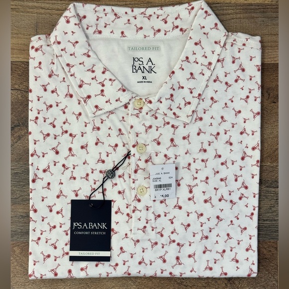 Jos.A.Bank tailored fit polo shirt with martini glass print,new with tags - Picture 1 of 8